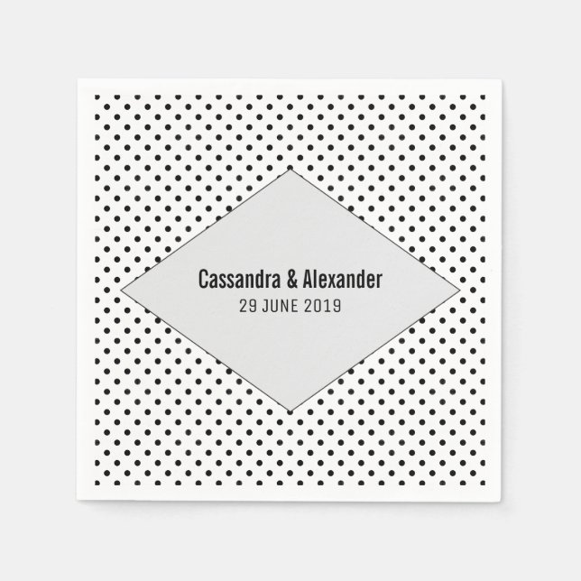 Serviette En Papier Mariage Pois moderne gris (Devant)