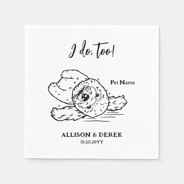 Serviette En Papier Mariage Portrait de chien personnalisé (Devant)