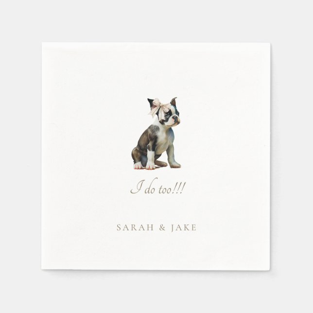 Serviette En Papier Mariage pour animaux de Boston Terrier (Devant)