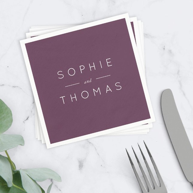 Serviette En Papier Mariage pourpre foncé (Créateur téléchargé)