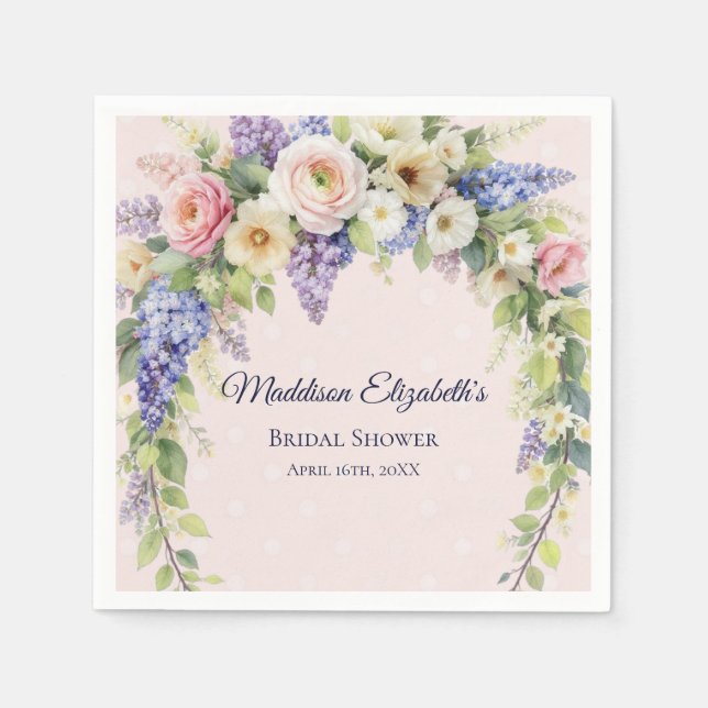 Serviette En Papier Mariage printanier aux fleurs (Devant)