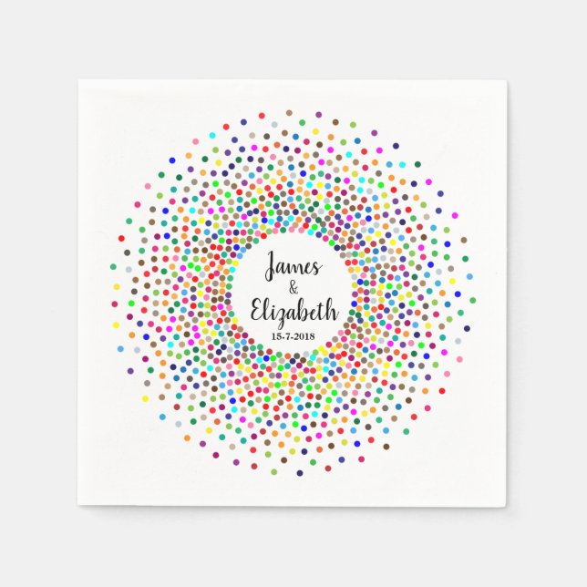 Serviette En Papier Mariage Rainbow Confetti (Devant)