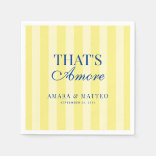 Serviette En Papier Mariage rayé bleu et jaune That's Amore