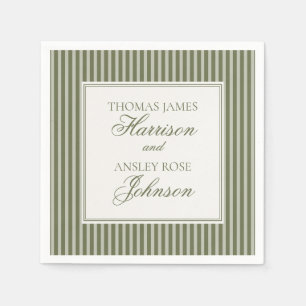 Serviette En Papier Mariage Rayé Olive Martini Vieille Fortune