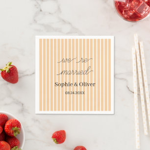 Serviette En Papier Mariage rayé personnalisé, Noms et date personnali