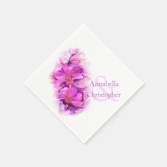 Serviette En Papier Mariage rayonnant orchidée aquarelle papier servie (Coin)