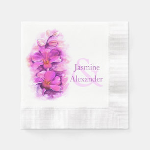 Serviette En Papier Mariage rayonnant orchidée aquarelle papier servie