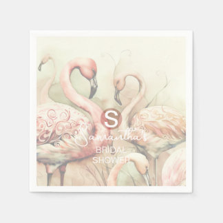 Serviette En Papier Mariage Réception de Mariage Flamingo Tropical Mon