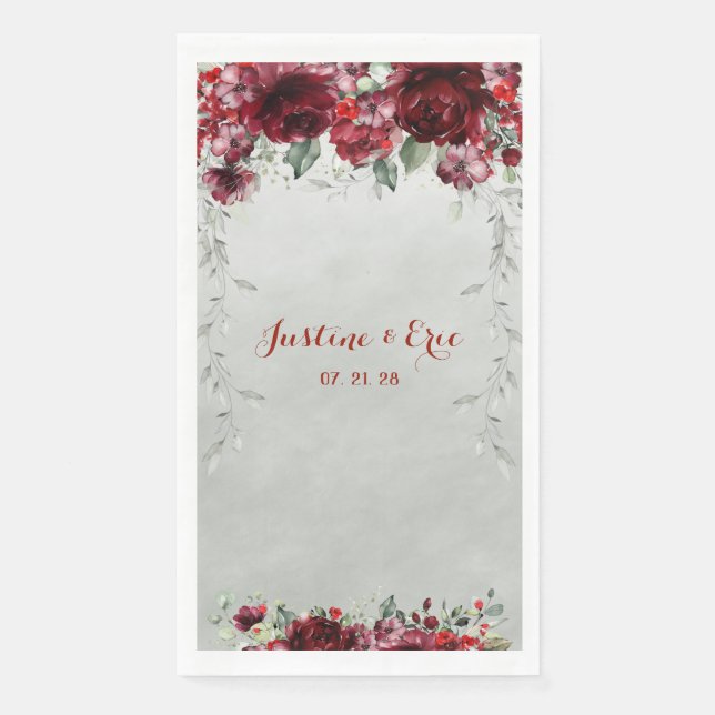 Serviette En Papier Mariage Red Peony Epiphany Vines (Devant)