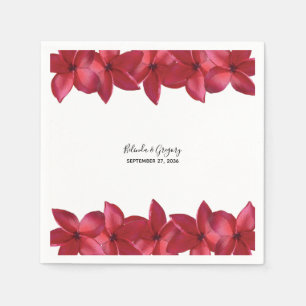 Serviette En Papier Mariage Red Plumeria Frangipani