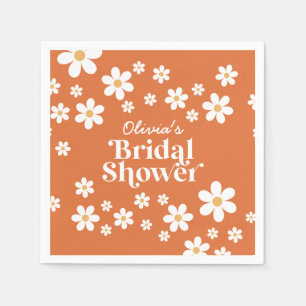 Serviette En Papier Mariage rétro daisy orange brûlé baby shower