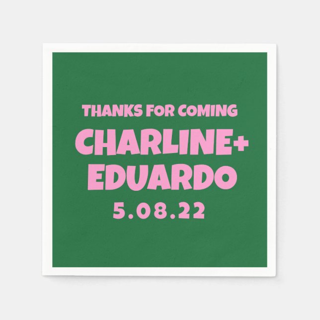 Serviette En Papier Mariage rétro écriture contemporaine (Devant)