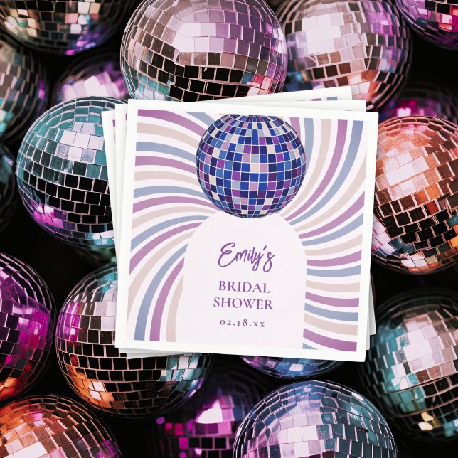 Serviette En Papier Mariage Rétro Groovy Disco (Créateur téléchargé)