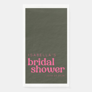 Serviette En Papier Mariage Rétro Groovy Rose Vert Personnalisé
