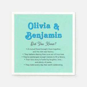 Serviette En Papier Mariage Rétro Vintage Bleu Vert Menthe Faits Amusa