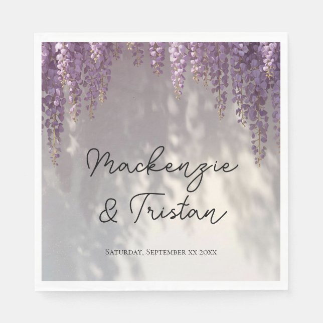 Serviette En Papier Mariage Romantique aux Glycines (Devant)