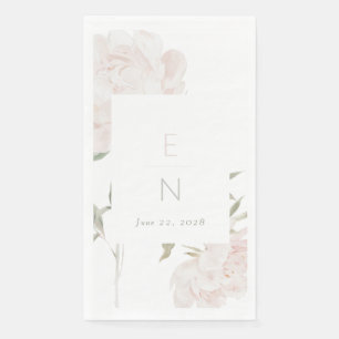 Serviette En Papier Mariage Romantique aux Pivoines Rose Tendre