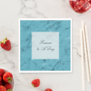 Serviette En Papier Mariage romantique en marbre bleu Aqua