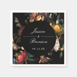 Serviette En Papier Mariage romantique floral sombre et dramatique de 