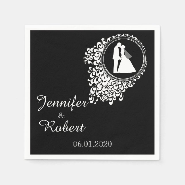 Serviette En Papier Mariage romantique moderne Napkin (Devant)