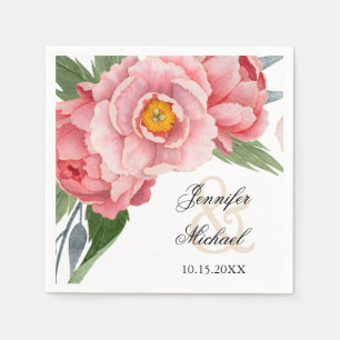 Serviette En Papier Mariage romantique Pink Peonies