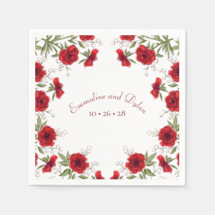 Serviette En Papier Mariage Romantique Rose Rouge