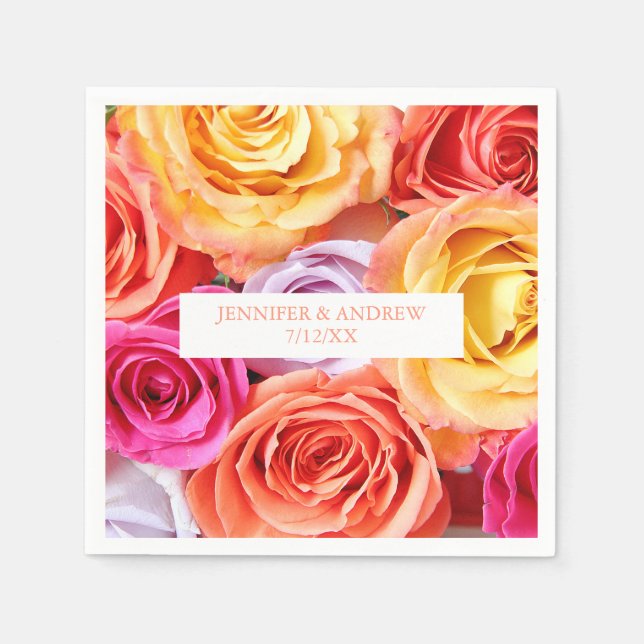 Serviette En Papier Mariage rose (Devant)