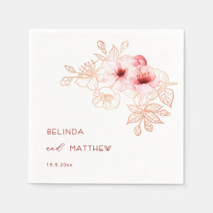 Serviette En Papier Mariage Rose Blanc Fleur de Cerisier