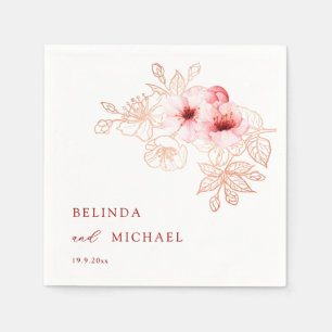 Serviette En Papier Mariage Rose Blanc Fleur de Cerisier