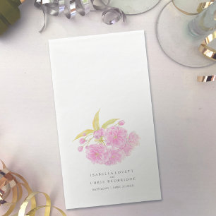 Serviette En Papier Mariage rose cerisier fleurs aquarelle art