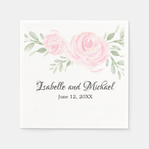 Serviette En Papier Mariage  Rose couleur rose pâle personnalisé