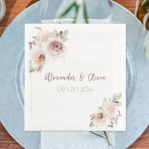 Serviette En Papier Mariage Rose de Bohême