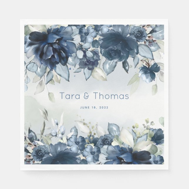 Serviette En Papier Mariage Rose en cascade 6 pouces Carré (Devant)