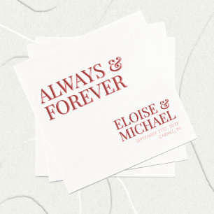 Serviette En Papier Mariage Rose et Rouge Contemporain Élégant