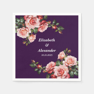 Serviette En Papier Mariage rose foncé et rose rouge rose et rose viol