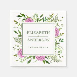 Serviette En Papier Mariage rose Hydrangea