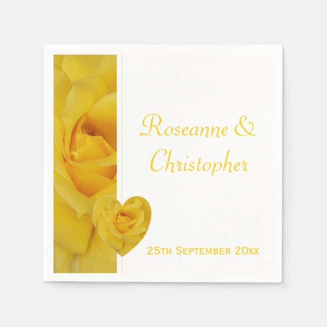 Serviette En Papier Mariage rose jaune (Devant)