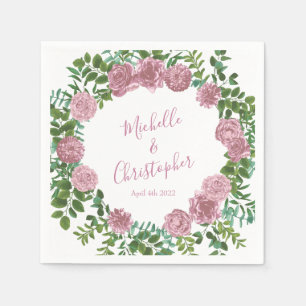 Serviette En Papier Mariage rose Pastel Rose Vintage