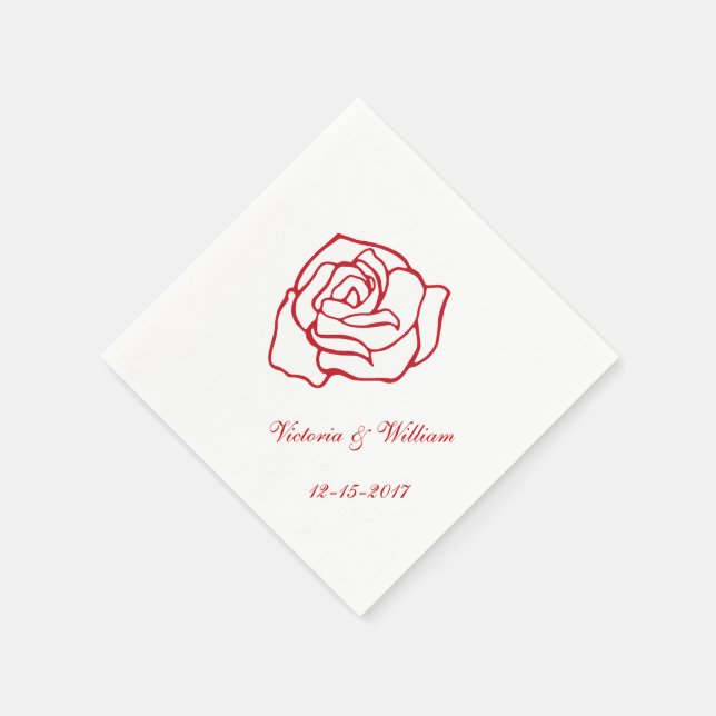 Serviette En Papier Mariage Rose personnalisé serviettes (Coin)