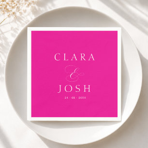 Serviette En Papier Mariage Rose Pink Ampersand Script Minimaliste