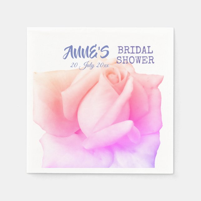 Serviette En Papier Mariage rose Roses (Devant)
