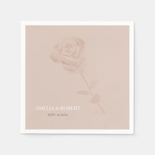 Serviette En Papier Mariage rose subtil et moderne (Devant)