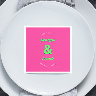 Serviette En Papier Mariage Rose & Vert Ou Partie D'Engagement