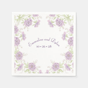 Serviette En Papier Mariage Rose Violette Lavande