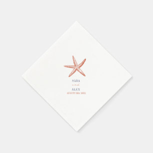 Serviette En Papier Mariage rouge et bleu rustique Starfish