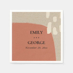 SERVIETTE EN PAPIER MARIAGE ROUGE MODERNE ABSTRAIT ET MODERNE KRAFT TE