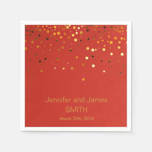 Serviette En Papier Mariage rouge personnalisé Confetti Parties scinti (Devant)