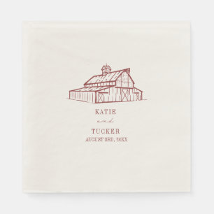 Serviette En Papier Mariage rouge roux routé