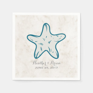 Serviette En Papier Mariage Royal Blue Rustic Starfish