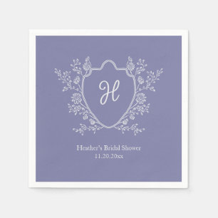 Serviette En Papier Mariage Royal Monogramme Violet Shower de Mariée